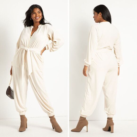 NEW Eloquii Corduroy Jumpsuit super soft, color cream, 24 - Picture 1 of 16